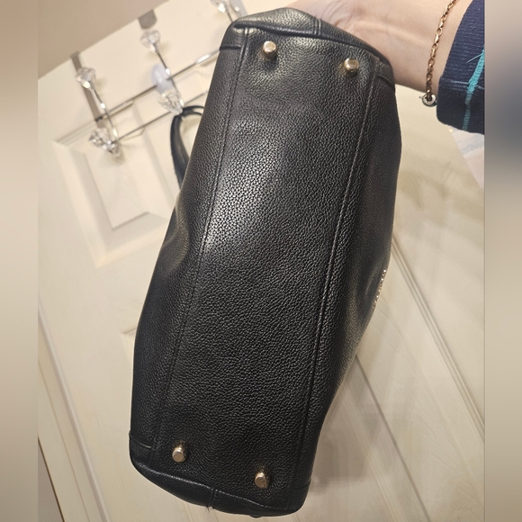 Coach edie black leather handbag shoulderbag purse - Picture 12 of 16